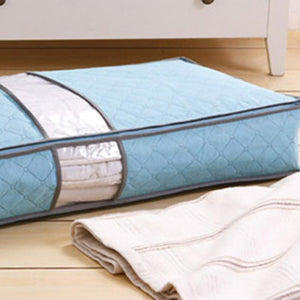 2TRIDENTS 2 Pcs Non-Woven Under Bed Storage Bag Closet, Shelves for Clothes, Pillow, Blankets (Blue)