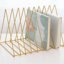 Load image into Gallery viewer, 2TRIDENTS Office Magazine Bookshelf Gold 10.2x7.2x7.3inches Rack Holder Book Stylish Decoration (Gold, M)