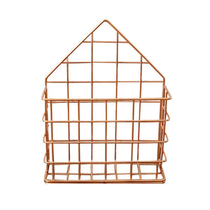 2TRIDENTS Magazine Rack Wall Mounted Rose Gold 5.7x2.17x7.28inches Storage Basket Decoration (Rose Gold)