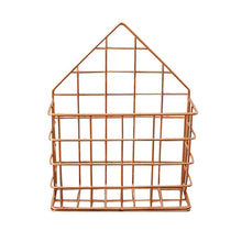 Load image into Gallery viewer, 2TRIDENTS Magazine Rack Wall Mounted Rose Gold 5.7x2.17x7.28inches Storage Basket Decoration