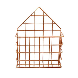 2TRIDENTS Magazine Rack Wall Mounted Rose Gold 5.7x2.17x7.28inches Storage Basket Decoration