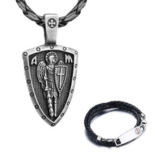 Load image into Gallery viewer, GUNGNEER St Michael Cross Shield Protect Us Necklace Star Of Life Bracelet Jewelry Set Men Women