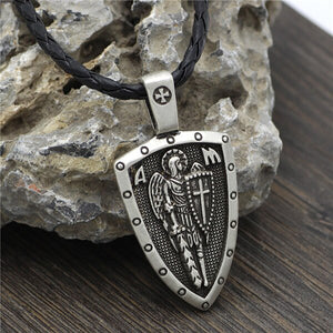GUNGNEER St Michael Cross Shield Protect Us Necklace Star Of Life Bracelet Jewelry Set Men Women