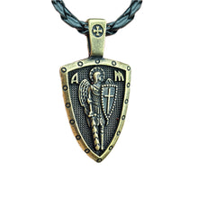 Load image into Gallery viewer, GUNGNEER St Michael Cross Shield Necklace Protect Us Pendant Jewelry For Men Women