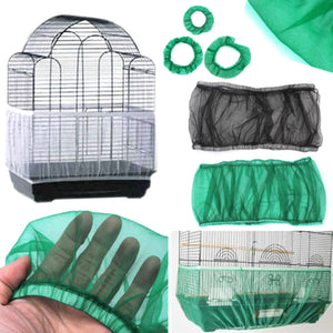 2TRIDENTS Mesh Bird Cage - Bird Supplies for Eliminating Messy Seed Scatter On Your Floor (L, Black)
