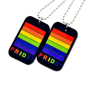 GUNGNEER Stainless Steel LGBT Pride Silicone Dog Tag Necklace Male Symbol Bracelet Jewelry Set