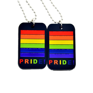 GUNGNEER Stainless Steel LGBT Pride Silicone Dog Tag Necklace Male Symbol Bracelet Jewelry Set