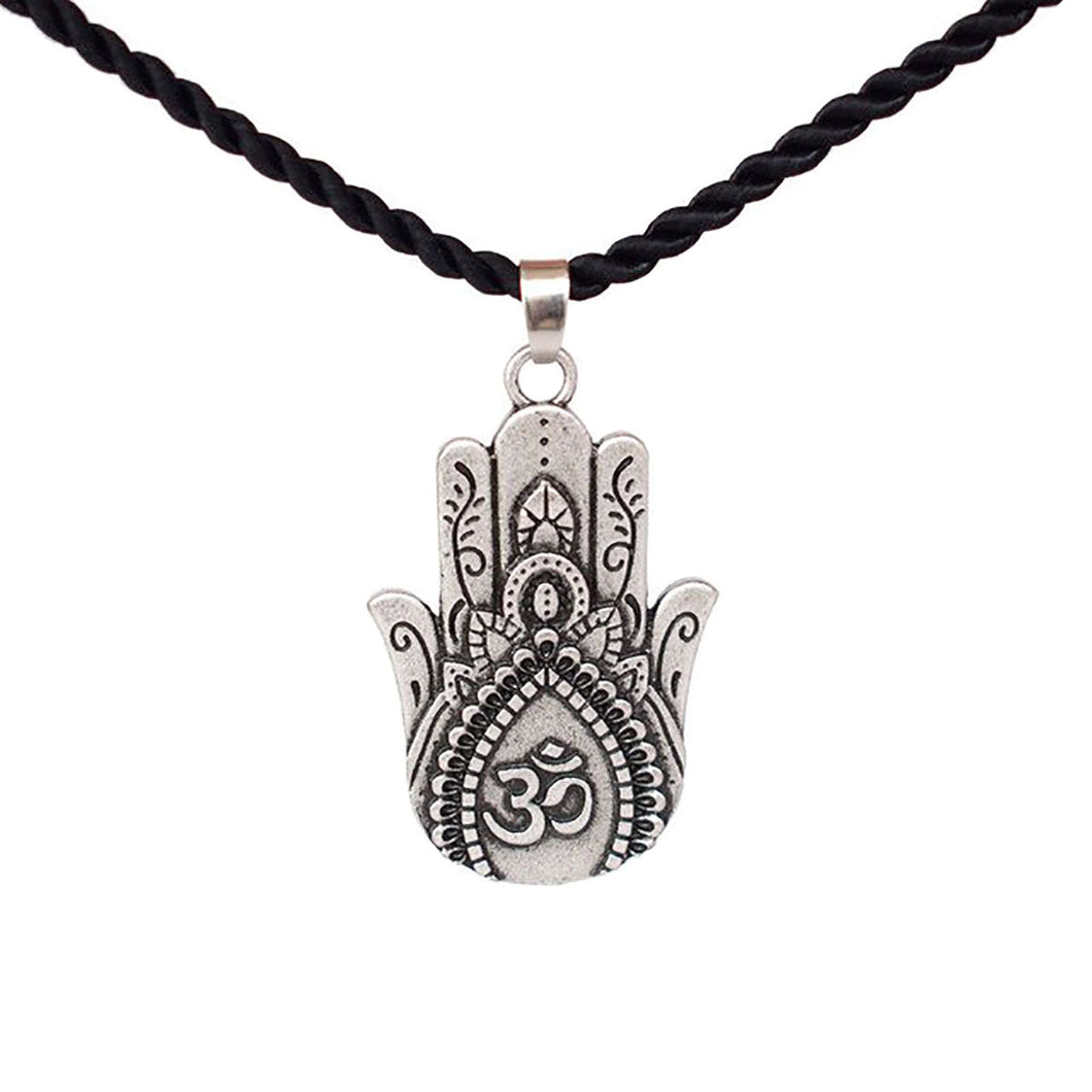 GUNGNEER Hamsa Hand Om Necklace Personalized Strength Amulet Hindu Jewelry For Men Women