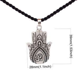 GUNGNEER Hamsa Hand Om Necklace Personalized Strength Amulet Hindu Jewelry For Men Women