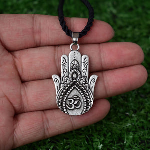 GUNGNEER Hamsa Hand Om Necklace Personalized Strength Amulet Hindu Jewelry For Men Women