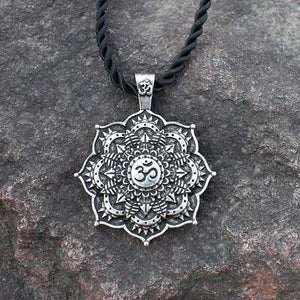 GUNGNEER Om Mandala Necklace Rope Chain Lotus Flower Jewelry Accessory For Men Women