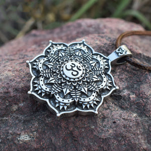 GUNGNEER Om Mandala Necklace Rope Chain Lotus Flower Jewelry Accessory For Men Women