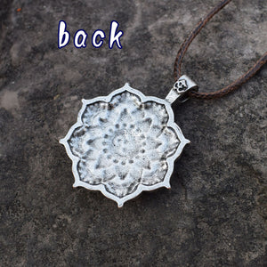 GUNGNEER Om Mandala Necklace Rope Chain Lotus Flower Jewelry Accessory For Men Women