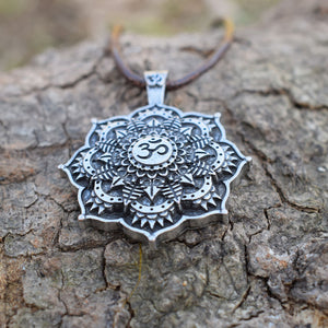 GUNGNEER Om Mandala Necklace Rope Chain Lotus Flower Jewelry Accessory For Men Women