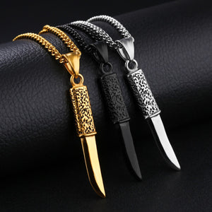 GUNGNEER US Army Dagger Necklace Stainless Steel Knife Military Jewelry For Men Women