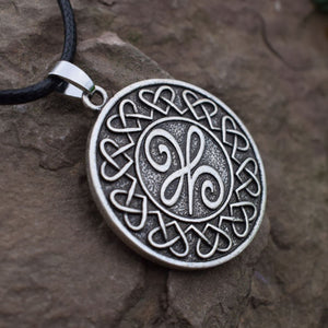GUNGNEER Celtic Irish Trinity Knot Pendant Necklace Stainless Steel Jewelry Leather Rope Chain
