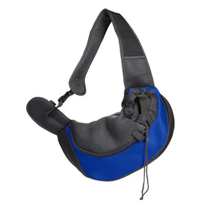 2TRIDENTS Outdoor Travel Handbag Pet Puppy Carrier Pouch Mesh Oxford Single Shoulder Bag Sling Mesh Comfort Travel Tote Shoulder Bag (L, Blue)