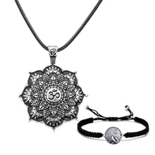 Load image into Gallery viewer, GUNGNEER Om Mandala Necklace Lotus Moon Bracelet Wilderness Nature Jewelry Set For Men Women