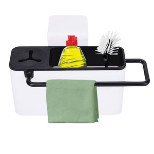 2TRIDENTS Sink Caddy Organizer with Dish Cloth Rod for Kitchen Bathroom Ideal Household Storage for Accessories