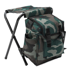Load image into Gallery viewer, 2TRIDENTS Backpack Folding Stool - Shoulders Bag Folding Seat for Camping, Fishing, Tailgating, Hiking, Picnics, and More
