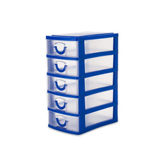 Load image into Gallery viewer, 2TRIDENTS Practical Detachable Desktop Jewelry Storage Box Plastic Storage Box Organizer Holder Cabinets for Small Objects (Blue, 3 Layers)