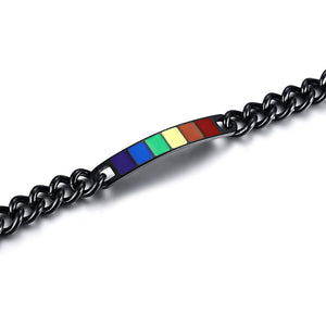 GUNGNEER LGBT Rainbow Pride Ring Stainless Steel Lesbian Gay Bracelet Jewelry Set Gift