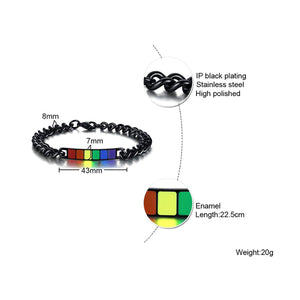 GUNGNEER LGBT Rainbow Pride Ring Stainless Steel Lesbian Gay Bracelet Jewelry Set Gift