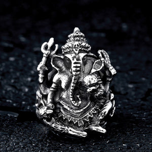 GUNGNEER Ganesha Om Pendant Necklace Indian Elephant Ring Hinduism Jewelry Set For Men Women