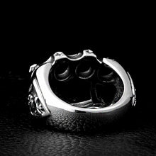 Load image into Gallery viewer, GUNGNEER Stainless Steel Gang Fist Hip Hop Biker Skull Ring Jewelry Accessories Men Women