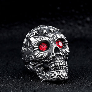 GUNGNEER Punk Gothic Stainless Steel Sugar Skull Ring Halloween Jewelry Accessories Men Women