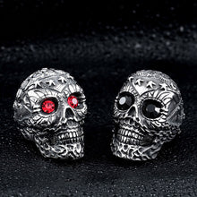 Load image into Gallery viewer, GUNGNEER Punk Gothic Stainless Steel Sugar Skull Necklace Ring Halloween Jewelry Set Men Women