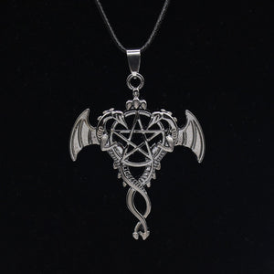 GUNGNEER Vintage Wicca Pentagram Dragon Necklace Hand-woven Twisted Bracelet Jewelry Set