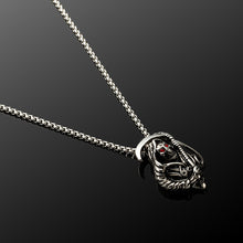 Load image into Gallery viewer, GUNGNEER Grim Reaper Sickle Red Eyes Stainless Steel Pendant Necklace Gothic Jewelry Acccessory