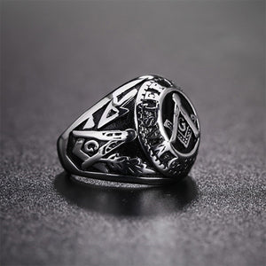 GUNGNEER Masonic Ring For Men Eagle Wing Pendant Necklace Stainless Steel Jewelry Set