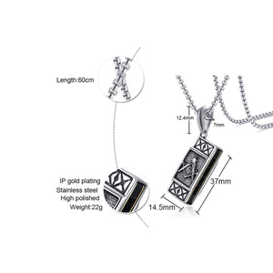 GUNGNEER Freemason Pendant Necklace Stainless Steel Freemason Jewelry Accessory For Men