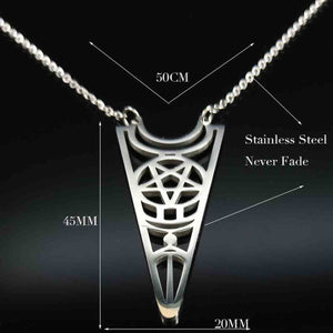 GUNGNEER Stainless Steel Pentagram Necklace Inverted Star Pendant Jewelry For Women