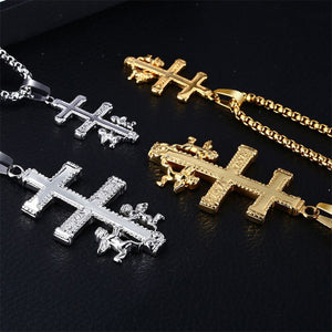 GUNGNEER Russian Cross Necklace Jesus Christ Pendantt Jewelry Accessory For Men Women