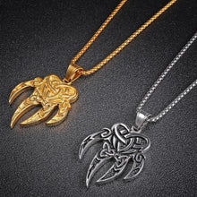 Load image into Gallery viewer, GUNGNEER Stainless Steel Viking Bear Paw Celtic Knot Pendant Wheat Chain Necklace Jewelry Set