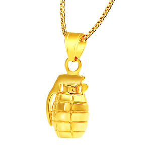 GUNGNEER Grenade Pendant Necklace Stainless Steel United State Army Jeweley For Men Women