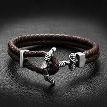 Load image into Gallery viewer, GUNGNEER Anchor Bracelet Leather USN Navy Military Jewelry Accessory Gift For Men Women