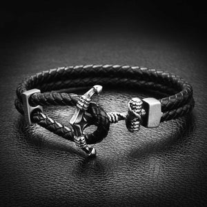 GUNGNEER Anchor Bracelet Leather USN Navy Military Jewelry Accessory Gift For Men Women