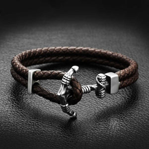 GUNGNEER Anchor Bracelet Leather USN Navy Military Jewelry Accessory Gift For Men Women