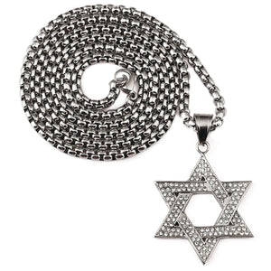 GUNGNEER David Star Necklace Stainless Steel Pray Israel Jewelry Accessory For Men Women