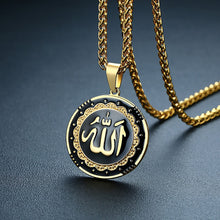 Load image into Gallery viewer, GUNGNEER Stainless Steel Religious Allah Muslim Necklace Islamic Ring Religious Jewelry Set