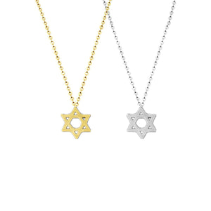 GUNGNEER Stainless Steel David Star Pendant Necklace Israel Jewelry Accessory For Women