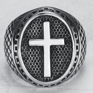 GUNGNEER Military Veteran Ring Stainless Steel Christian Cross Ring For Men Jewelry Set