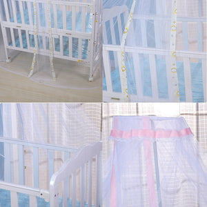2TRIDENTS Royal Court Style Kids Bed Mosquito Net Mesh with Lace Foldable Breathable Bedding Dome Bed