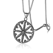 Load image into Gallery viewer, GUNGNEER 2 Pcs Stainless Steel Viking Sun Wheel Necklace with Beaded Bracelet Jewelry Set