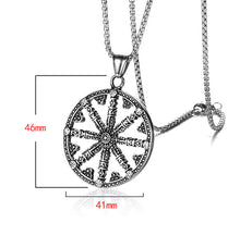 Load image into Gallery viewer, GUNGNEER 2 Pcs Stainless Steel Viking Sun Wheel Necklace with Beaded Bracelet Jewelry Set