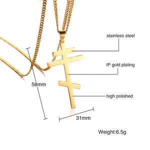 GUNGNEER Cross Necklace Stainless Steel Christian Pendant Jewelry Accessory For Men Women